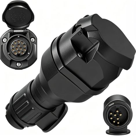 Adaptateur de remorque 13 broches vers 13 broches 12 V, prise de véhicule 13 broches vers prise de remorque 13 broches, adaptateur d'éclairage LED, prise de remorque pour remorque, camping-car (1/5)