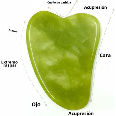 (Planche de Gua Sha) Kit de massage en jade naturel, rouleau de Gua Sha, rouleau de massage pour le corps et le visage (type SPA) (1/4)