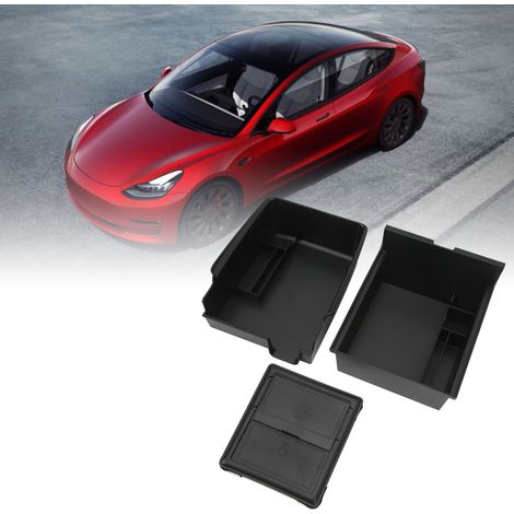 Plateau de rangement de la console centrale Tesla Model 3/Y avec petit tiroir dissimulé pour ranger documents, lunettes, cartes de crédit, petits rouges à lèvres et autres petits objets. (ABS) (1/5)
