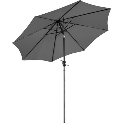 Yaheetech Ombrellone da Giardino Inclinabile con Manovella in Alluminio e Poliestere Impermeabile Anti UV da Esterno Spiaggia Terrazze Bar Balcone ø 270 x 240 cm Grigio