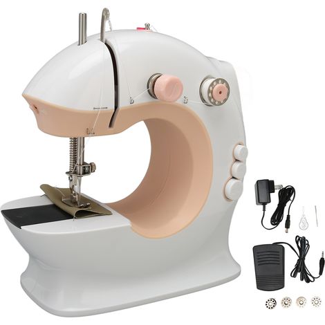 Mini machine à coudre portable légère, électrique multifonction avec pédale, pour débutant et usage domestique, 100‑240V prise américaine (1/5)