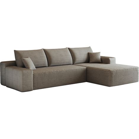 Sofá esquinero modular de 270 cm con chaise longue, pana acanalada, sin montaje (1/5)