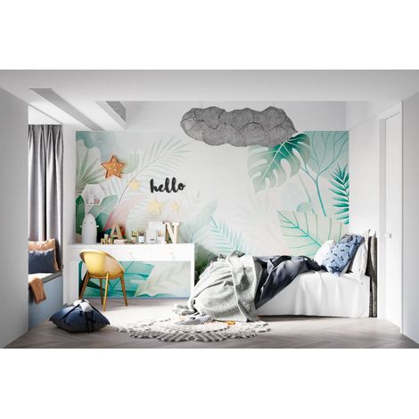 Papier Peint Tropical - Feuillage Aquarelle - 150 x 250 cm (1/2)