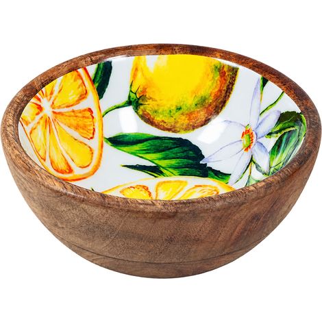 Petit bol en bois de manguier et résine citrons 15 cm