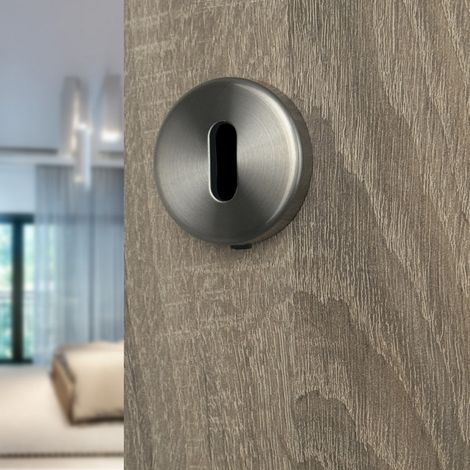 Ouvre&Déco – 2 rosaces de poignée de porte rondes MIRA entrée de clé, Aluminium gris nickel mat (1/5)