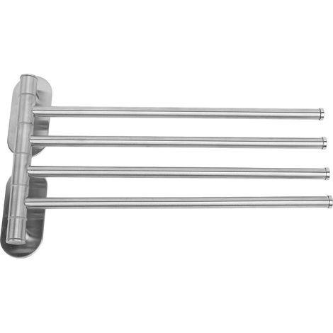 Toallero giratorio de pared con 4 brazos de acero inoxidable 304: soporte giratorio que ahorra espacio para el baño. (1/5)