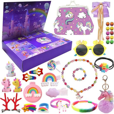 Calendrier de l'Avent 2023 pour Fille avec 24 Décorations de Noël à Suspendre, Compte à Rebours Enfants, Cadeau Jouet de Noël pour Petite Fille, Coffret Surprise de 24 Pièces pour Décorer le Sapin (1/4)