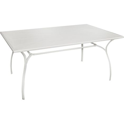 Tavolo Rettangolare da Giardino 160x100 cm in Ferro Vorghini Desenzano Avorio (1/3)