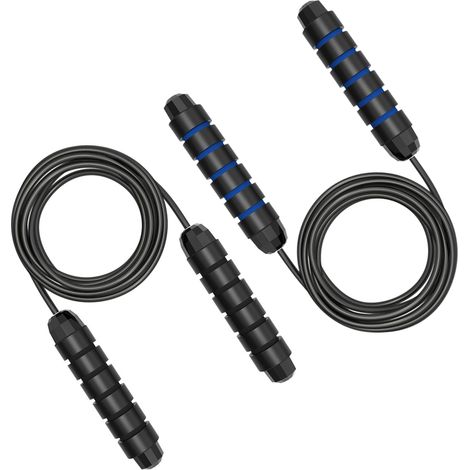 Corde À Sauter - Câble En Acier Gainé Pvc Avec Roulements À Billes - Poignées En Mousse À Mémoire De Forme Antidérapantes - Pour Adultes Et Enfants - Lot De 2 (1/5)