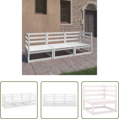 Canapé en bois - Canapé à 3 places de jardin Blanc Bois de pin solide (1/5)