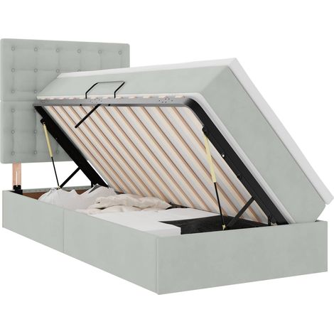 Maison Exclusive - Letto con contenitore LED e materasso Grigio Chiaro 90 x 190 cm