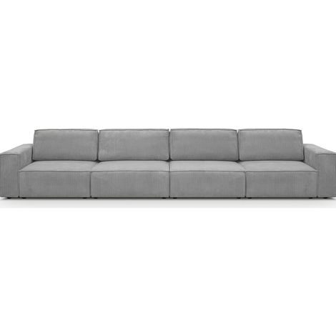 Canapé modulable 6/7 places en velours côtelé gris clair - Harper Mod (1/5)