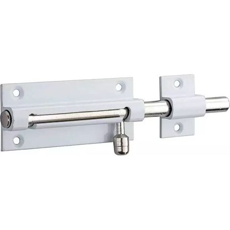 Targette, laiton poli blanc, pêne Ø 8mm, 70x30mm - (1/2)
