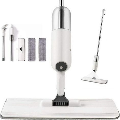 Balai Lave Sol avec Vaporisateur sans Fils, Microfibre, 2 Chiffons de Vadrouille, Réservoir 350ml (1/4)