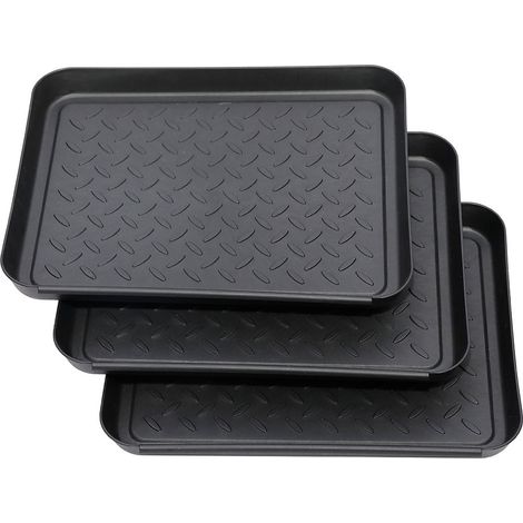 Tapis De Chaussures - Bac À Chaussures Extérieur Jardin Garage Intérieur - Bord Surélevé Antidérapant - PP - 35 X 27,5 X 3 cm - Lot De 3 (1/5)
