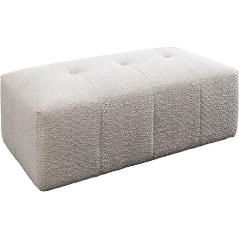 Pouf IMPERIA weiß Champagner – Klassischer Pouf in Bouclé-Stoff
