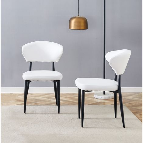 MEUBLIV Set di 2 sedie da pranzo 50x45x80 cm bianche e nere con schienale ergonomico (1/5)