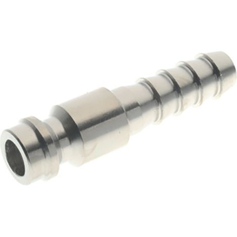 Embout de coupleur RS PRO, Tuyau cannelé vers Mâle 8mm en Laiton nickelé ( Prix pour Paquet de 10 ) (1/2)