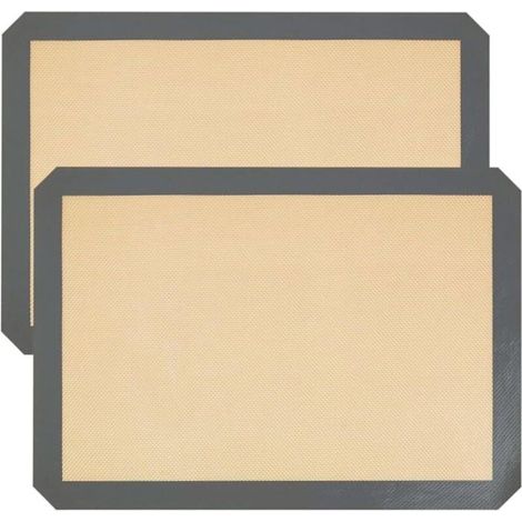 Dos tapetes de silicona para hornear, de 41,9 x 29,5 cm, antiadherentes, reutilizables, libres de BPA y lavables. (1/4)