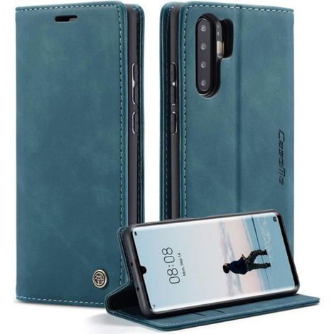 Coque Huawei P30 Pro Crasedily étui en cuir premium portefeuille magnétique support rabat Blu-vert[J873] Bleu Vert (1/5)