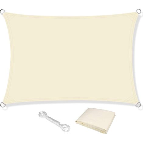 Voile D'ombrage, 2,5 M x 3 M Étanche Bloc UV à 98% Toile De Protection Solaire Auvent D'auvent De Protection Solaire 120gsm pour La Fête De Jardin Patio Extérieur (Crème) (1/5)