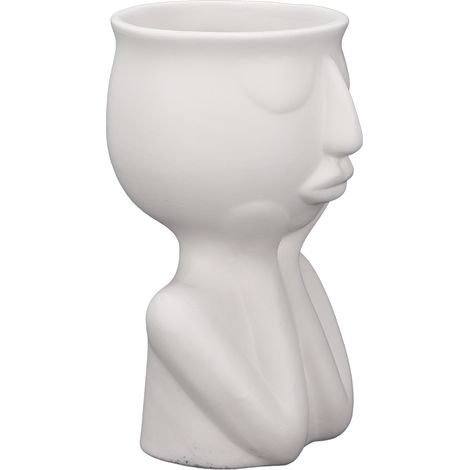 Vase Sculpture Florale Succulente Art Déco Mat Nordique Visage Décoratif Léger Luxe pour Salon (1/5)