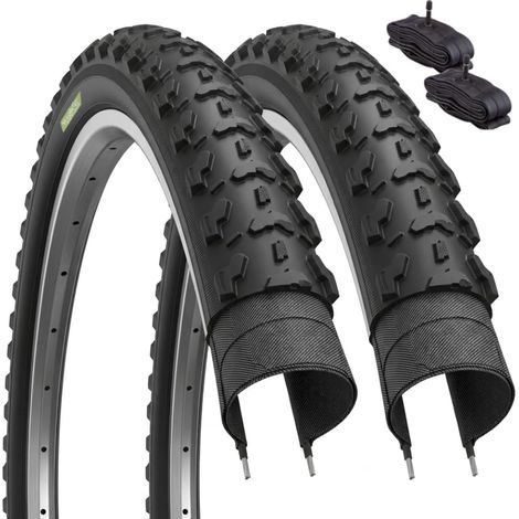 2 COPERTONI MTB 26x1.95 (53-559) + 2 CAMERE D'ARIA AMERICA SCHRADER PER MTB BICICLETTA NERO BICI MOUNTAIN BIKE (1/3)