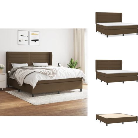 Sommier à lattes de lit avec matelas Marron foncé 160x200 cm - Lit Plateforme - Lit Double - Matelas Ferme - Matelas Ressorts Ensachés - Literie (1/5)