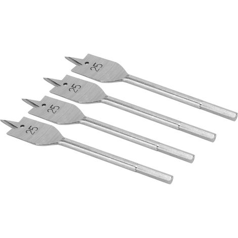 Jeu de 4 forets plats à bois en acier à haute teneur en carbone, outil de perçage de rechange de 25 mm (1/5)