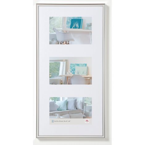 Cadre Photo Argent 3X 10x15 cm galerie avec Passe-Partout, Cadre Plastique KV315S (1/5)
