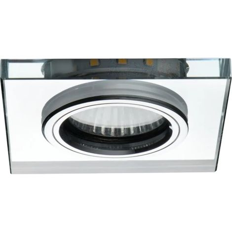 porta faretto incasso vetro decoro led bianco caldo quadrato GU10 argento fisso (1/6)