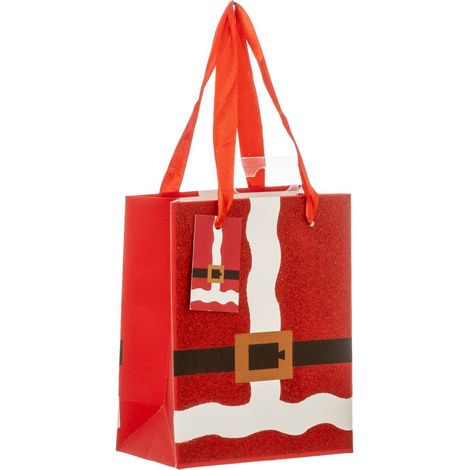 Borsa regalo stampata formato mini, vestito da babbo natale in glitter rosso - Atmosphera créateur d'intérieur