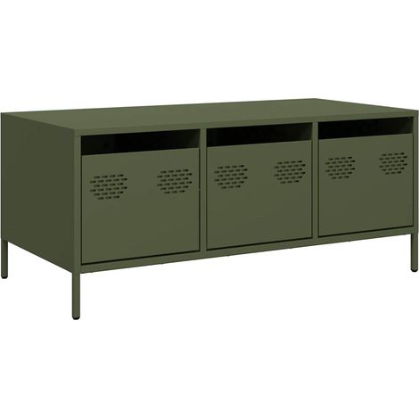 Maison Exclusive - Tavolino Verde Oliva 101,5x50x43,5 cm Acciaio Laminato a Freddo