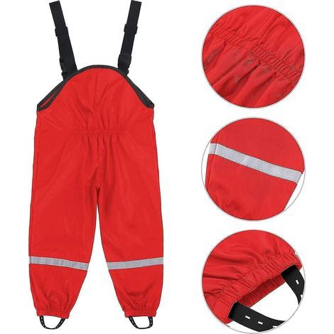 Salopette de pluie unisexe pour enfants, coupe-vent et imperméable, pantalon boueux - 104 - Rouge (1/5)