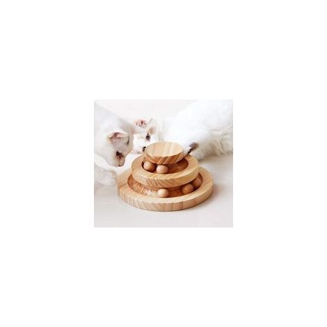 Jouet interactif pour Chat en Bois Double pli Rotatif Smart Track Ball rôle à Bascule Cadeaux Plateau tournant pour Chats (1/3)