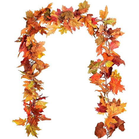 Guirlande de feuilles d'érable artificielles de 175 cm, guirlande suspendue, guirlande de feuilles d'érable d'automne,pour Thanksgiving, cheminée,Noël (1/5)