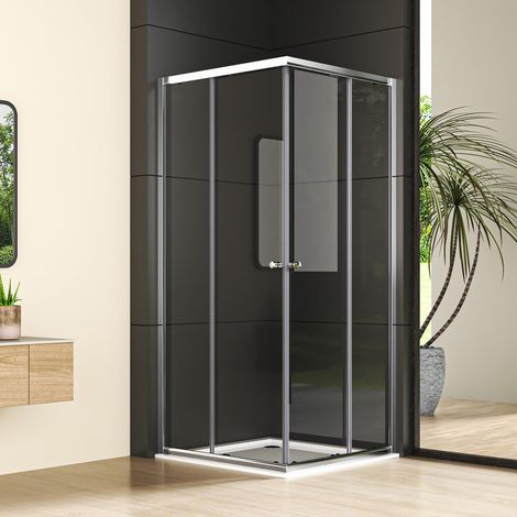 Boromal Duschkabine 75x90cm Eckeinstieg mit Schiebetüren 6mm ESG Sicherheitsglas Duschabtrennung Duschwand Duschtür Dusche, Höhe 185cm, LINKS & RECHTS MONTIERBAR (1/5)