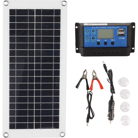 100A 40W Solar-Set mit zwei USB-Buchsen, IP65 wasserdicht, 5-in-1 monokristallines Solarpanel für Camping (1/5)