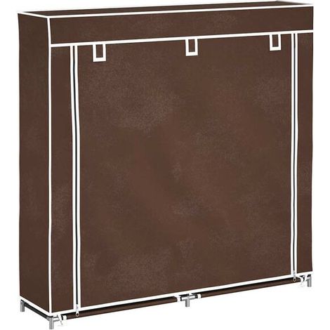 Meuble à chaussures avec couvercle, 115 x 28 x 110 cm, tissu marron. (1/5)