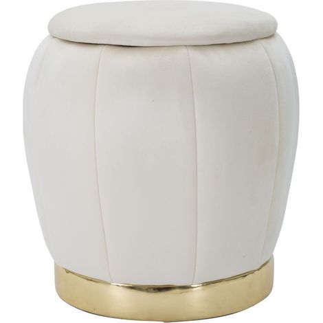 Pouf contenitore Paris crema e gold in velluto – Ø 43 x H 43 cm (1/5)