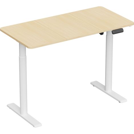 Bureau complet motorisé assis-debout 120x60cm, Bois clair (1/3)