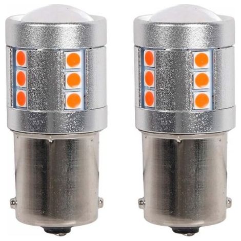 2 Pezzi Lampade LED BAU15S S25 PY21W 21 SMD 3030 12V 24V 300lm 3.5W Rosso Piedi Storti H41mm