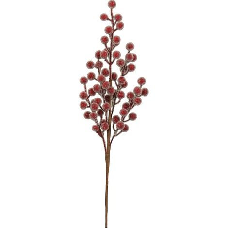 Ramo natalizio con bacche rosse effetto brinato in foam H50 cm (1/2)