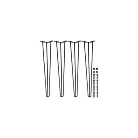 Patas de mesa tipo horquilla Mophorn, 40,6 cm (16 pulgadas), negras, juego de 4, capacidad de 100 kg (220 lb) cada una, 3 varillas, acero al carbono, escritorio, banco, comedor, mesa auxiliar, alta re