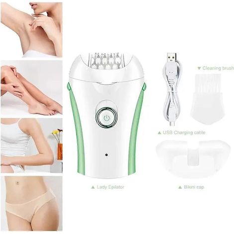 Rasoir électrique portable rechargeable pour le corps entier, appareil d'épilation pour femme, vert clair (1/4)