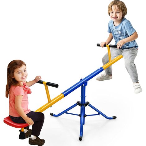 Altalena Basculante per Bambini, Altalena Saliscendi a 360° con Fermo per Le Gambe, Altalena Basculante per Esterno Cortile e Parco Giochi, 2 Posti a Sedere (1/5)