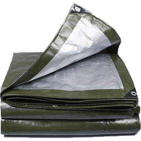 Two-tone eyelet tarpaulin with 90 g/m² weight, size 2 x 3 (6 m²), green/silver (1/4)
