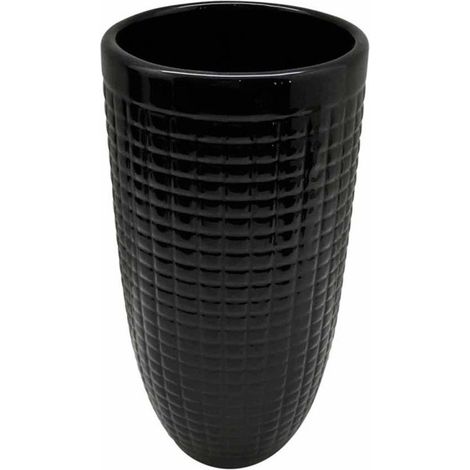 Vase Déco en Céramique "Quadri" 24cm Noir