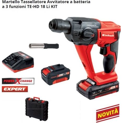 MARTELLO TASSELLATORE TRAPANO BATTERIA AL LITIO EINHELL TE-HD 18 LI KIT