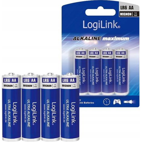 Pilas alcalinas LogiLink Ultra Power 1.5V Mignon AA, 4 unidades, 1700 ml
